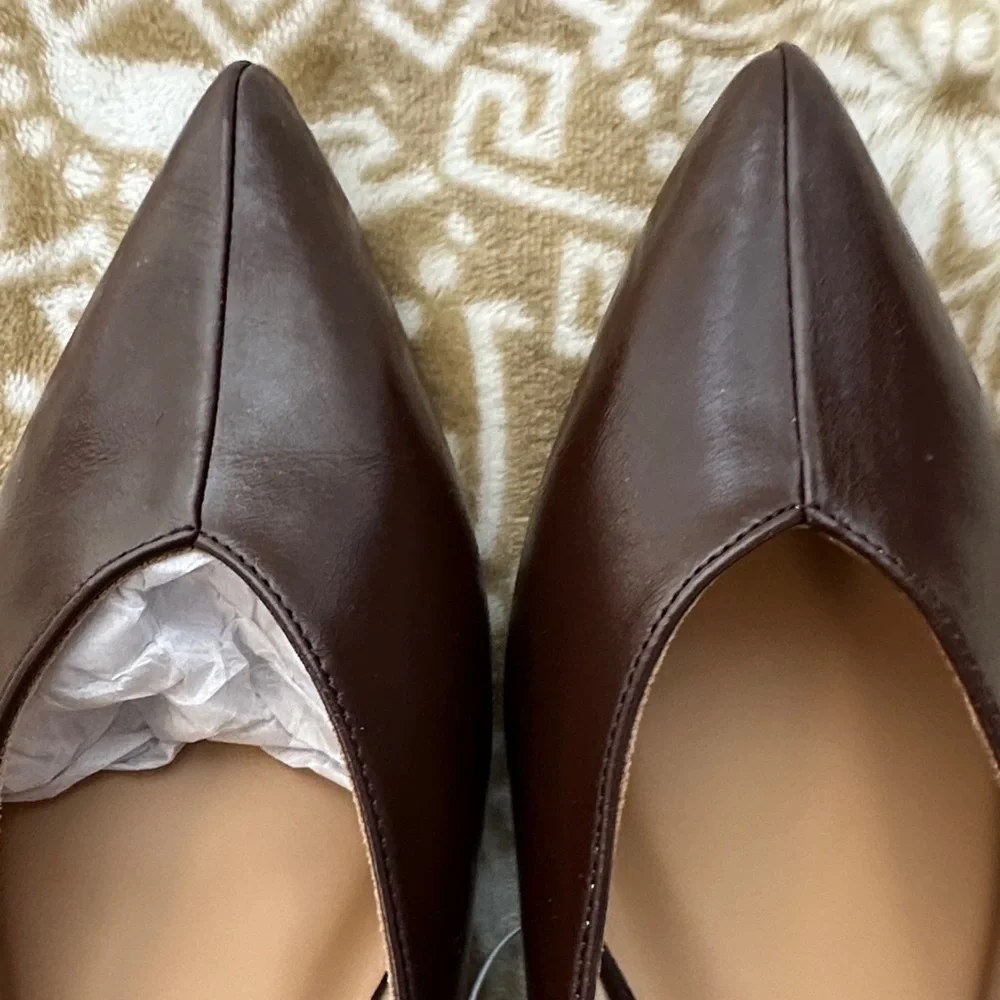 A New Day Dark Brown Pointed Slingback Flats